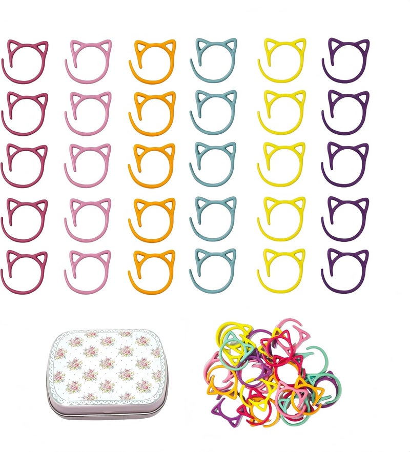 wonofa 30 Pcs Color Cat Stitch Marker Crochet Markers for Crocheting, Crochet Markers Ring (Cat-30Pcs) - Image 1